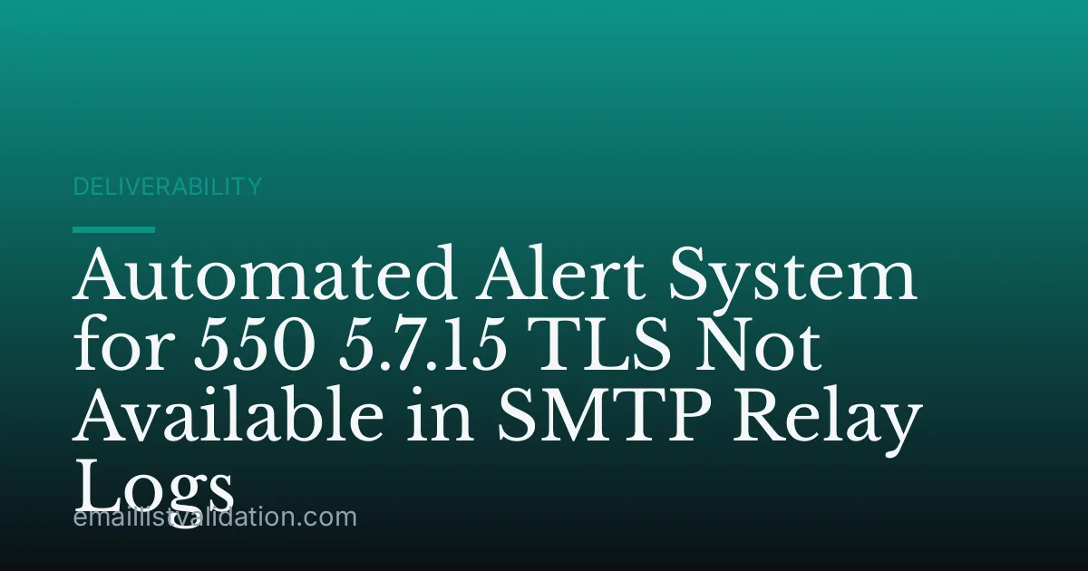 Automated Alert System for 550 5.7.15 TLS Not Available in SMTP Relay Logs