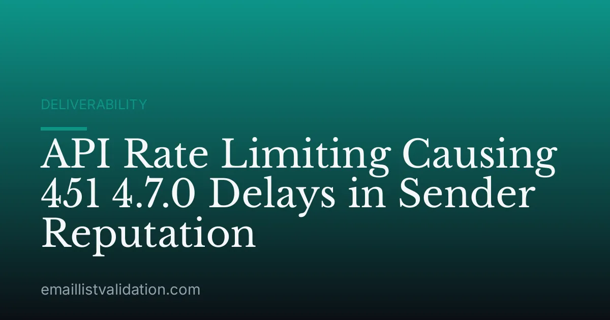 API Rate Limiting Causing 451 4.7.0 Delays in Sender Reputation