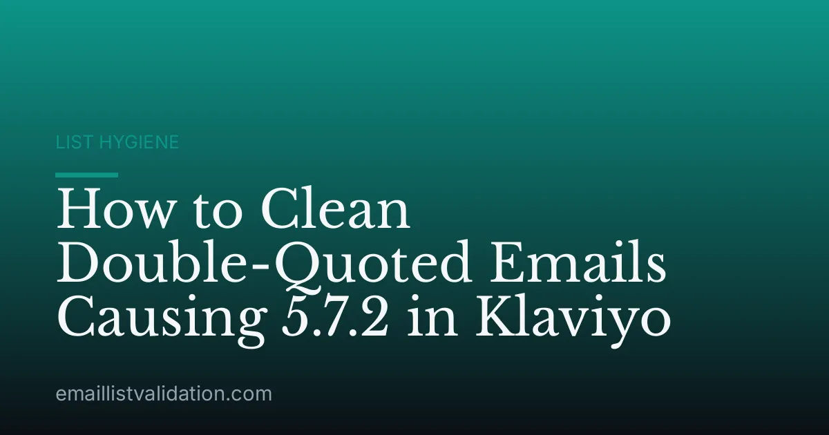 How to Clean Double-Quoted Emails Causing 5.7.2 in Klaviyo