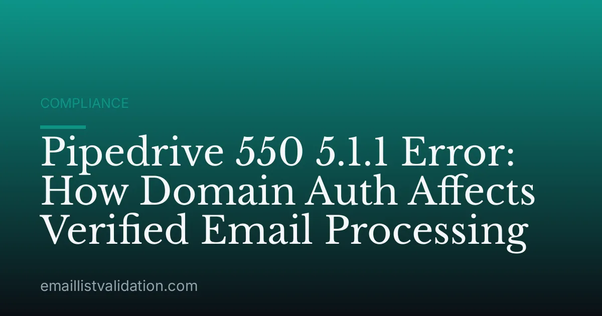 Pipedrive 550 5.1.1 Error: How Domain Auth Affects Verified Email Processing