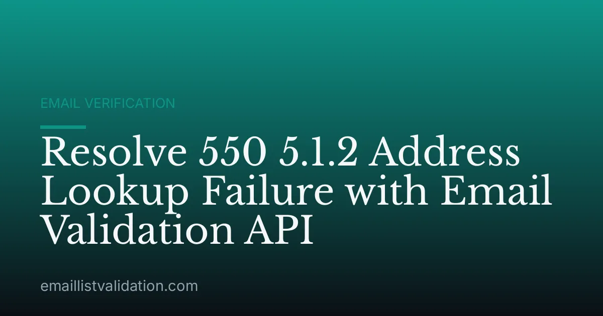 Resolve 550 5.1.2 Address Lookup Failure with Email Validation API
