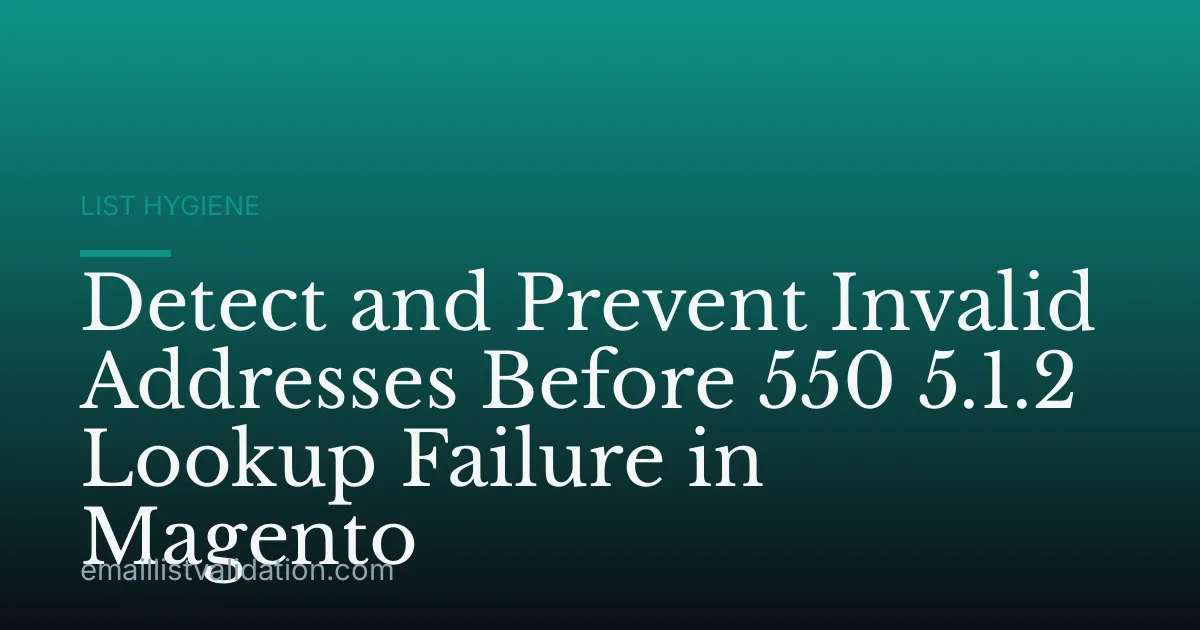 Detect and Prevent Invalid Addresses Before 550 5.1.2 Lookup Failure in Magento