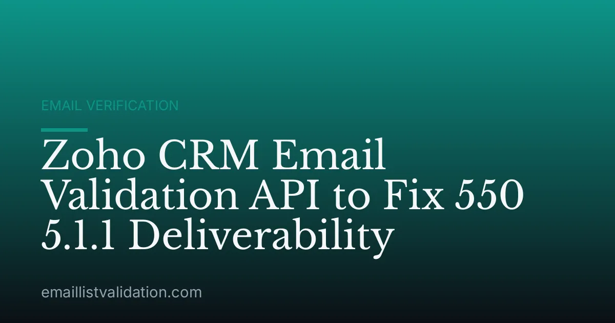 Zoho CRM Email Validation API to Fix 550 5.1.1 Deliverability