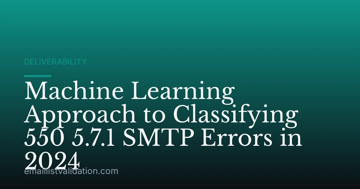 Machine Learning Approach to Classifying 550 5.7.1 SMTP Errors in 2024