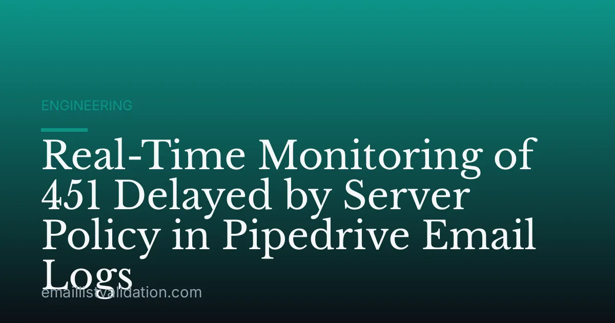 Real-Time Monitoring of 451 Delayed by Server Policy in Pipedrive Email Logs