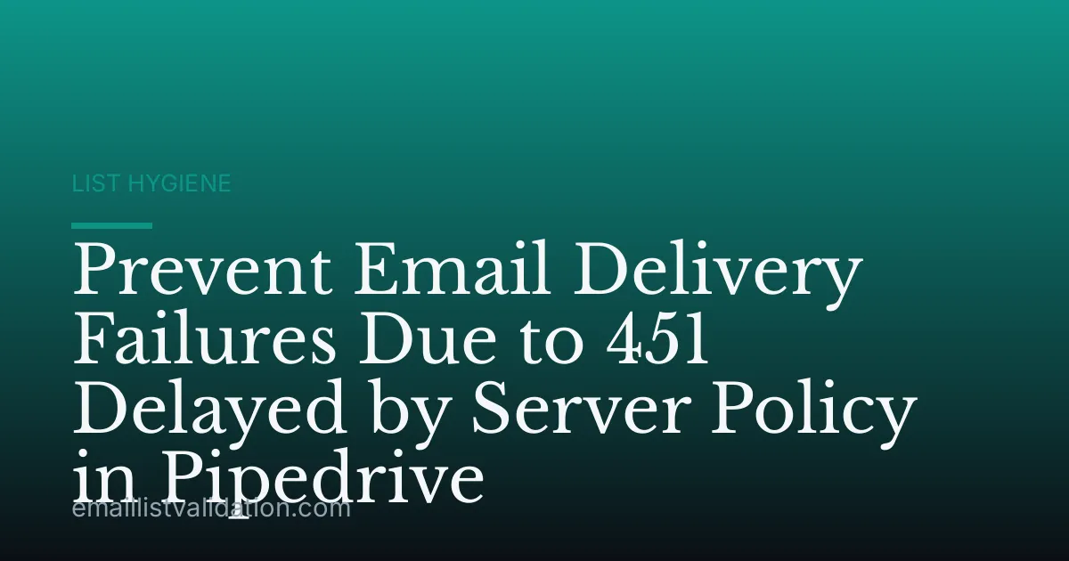 Prevent Email Delivery Failures Due to 451 Delayed by Server Policy in Pipedrive