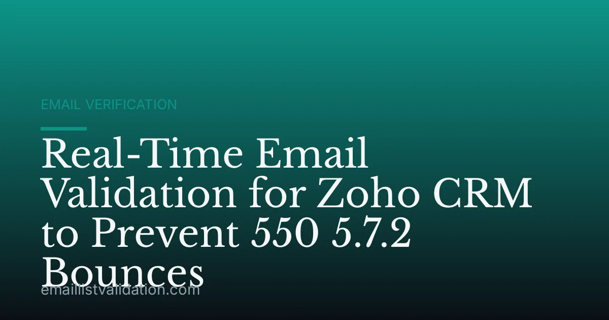 Real-Time Email Validation for Zoho CRM to Prevent 550 5.7.2 Bounces