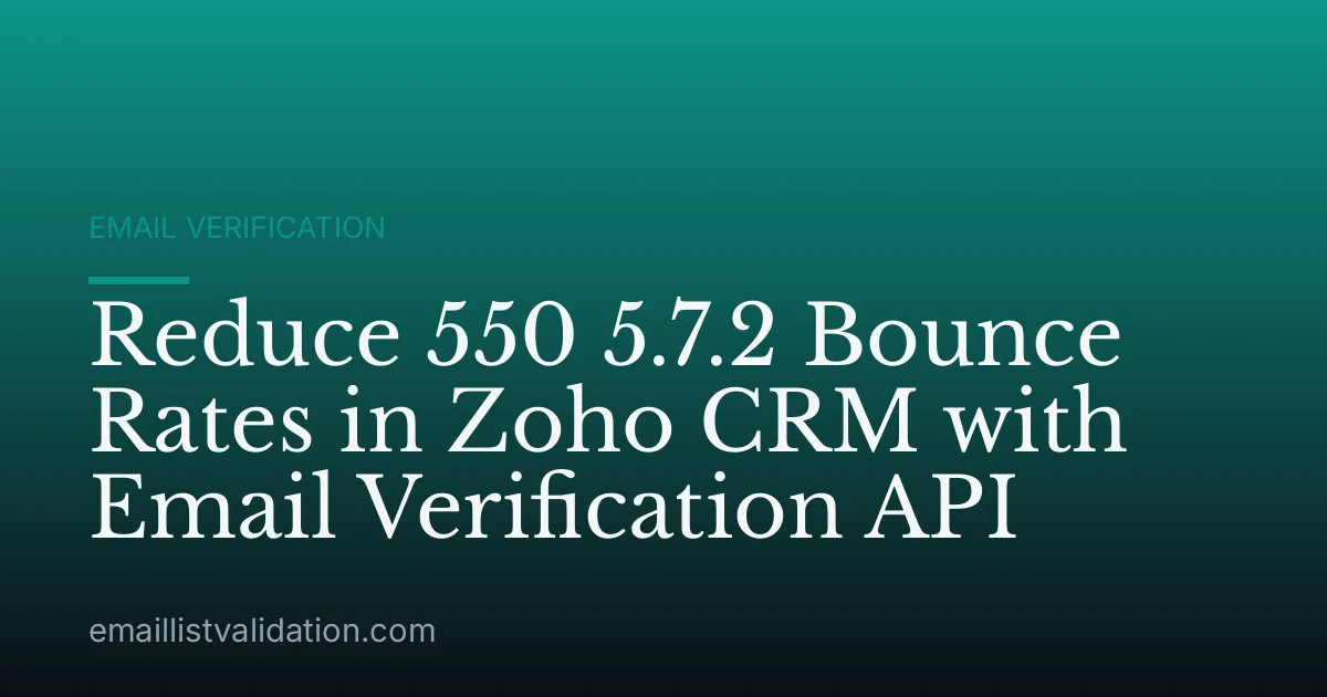 Reduce 550 5.7.2 Bounce Rates in Zoho CRM with Email Verification API