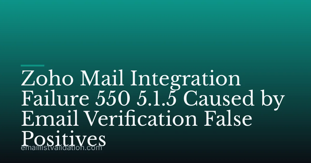 Zoho Mail Integration Failure 550 5.1.5 Caused by Email Verification False Positives