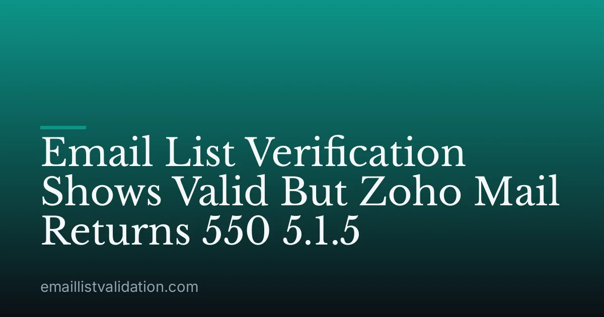 Email List Verification Shows Valid But Zoho Mail Returns 550 5.1.5