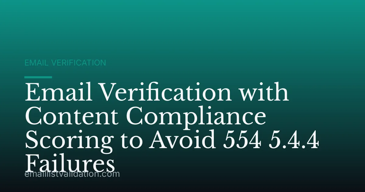 Email Verification with Content Compliance Scoring to Avoid 554 5.4.4 Failures