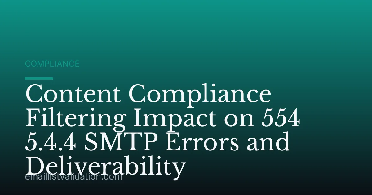 Content Compliance Filtering Impact on 554 5.4.4 SMTP Errors and Deliverability