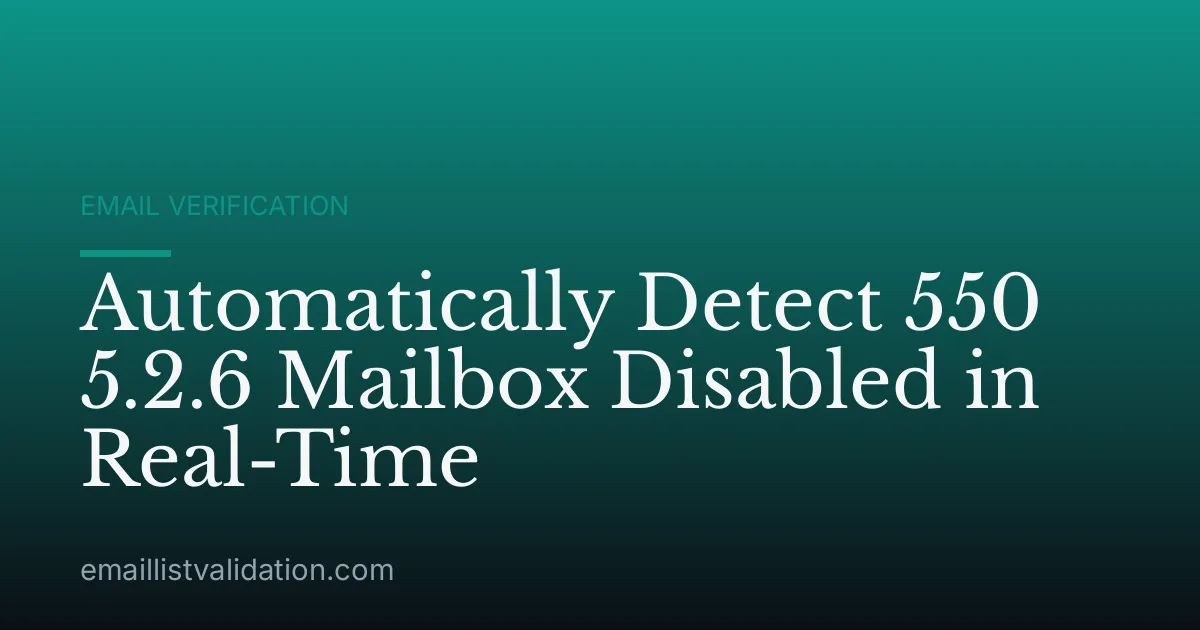 Automatically Detect 550 5.2.6 Mailbox Disabled in Real-Time