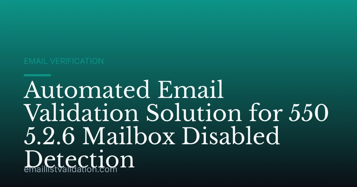 Automated Email Validation Solution for 550 5.2.6 Mailbox Disabled Detection