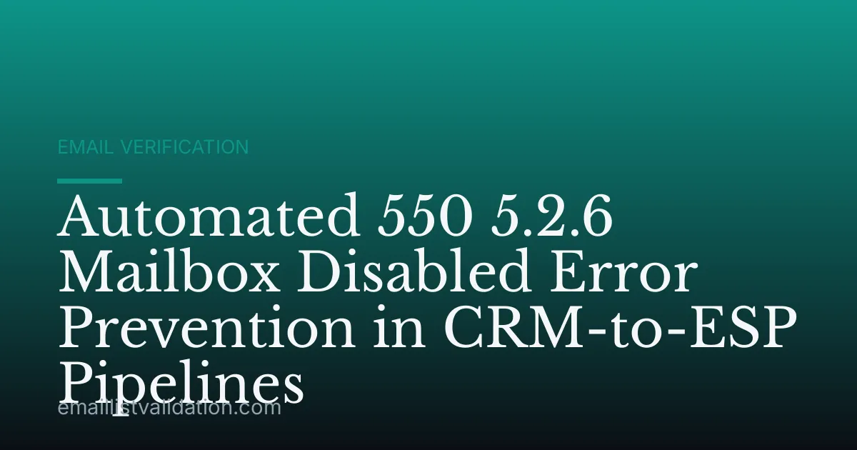 Automated 550 5.2.6 Mailbox Disabled Error Prevention in CRM-to-ESP Pipelines