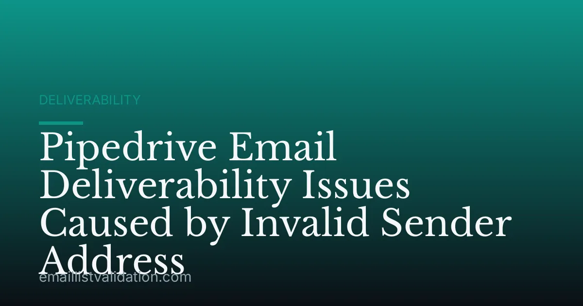 Pipedrive Email Deliverability Issues Caused by Invalid Sender Address