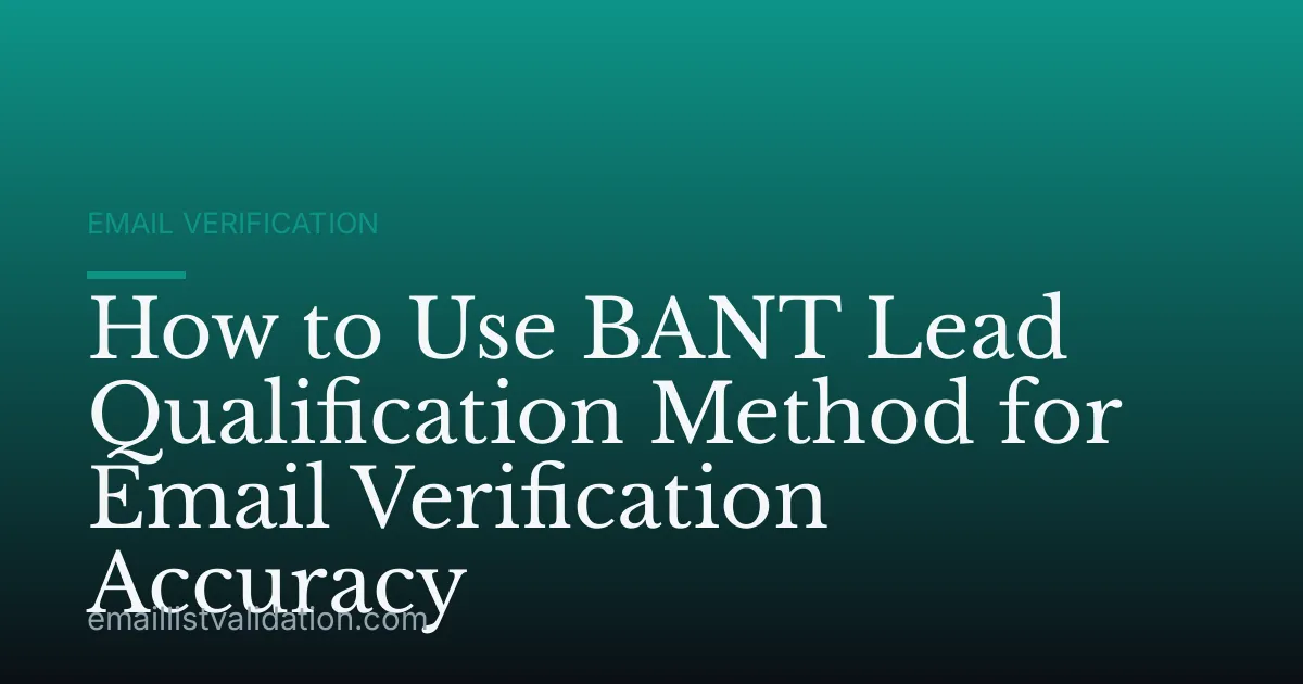 How to Use BANT Lead Qualification Method for Email Verification Accuracy