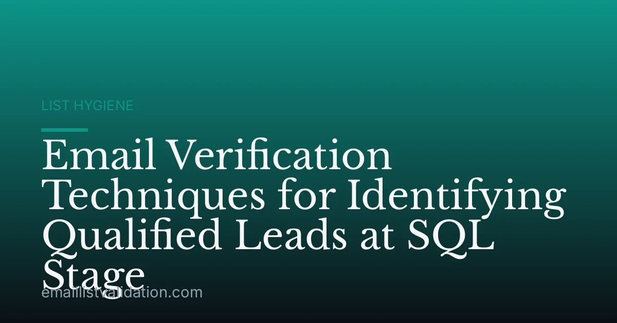 Email Verification Techniques for Identifying Qualified Leads at SQL Stage