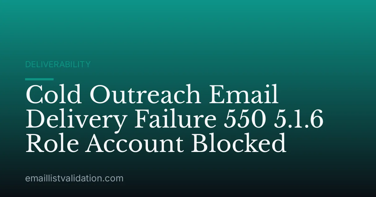 Cold Outreach Email Delivery Failure 550 5.1.6 Role Account Blocked