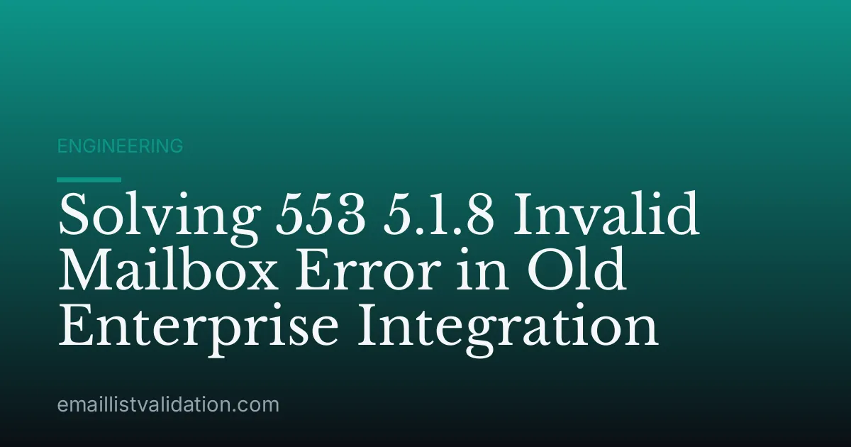 Solving 553 5.1.8 Invalid Mailbox Error in Old Enterprise Integration