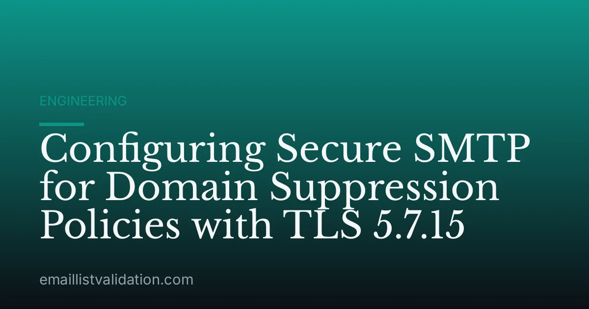 Configuring Secure SMTP for Domain Suppression Policies with TLS 5.7.15