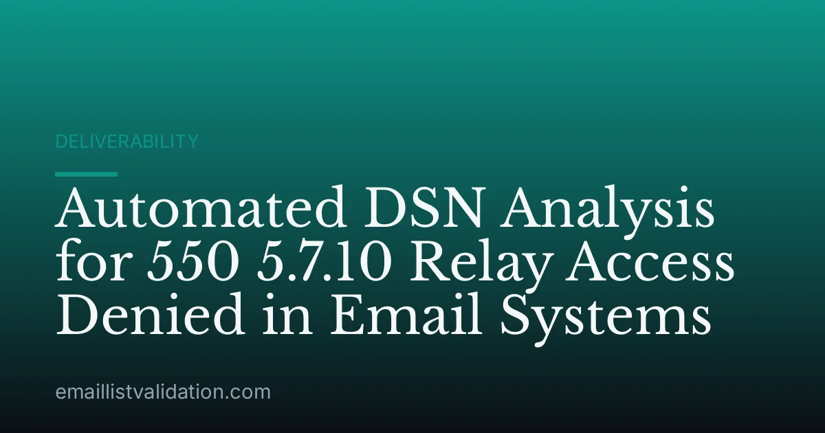 Automated DSN Analysis for 550 5.7.10 Relay Access Denied in Email Systems