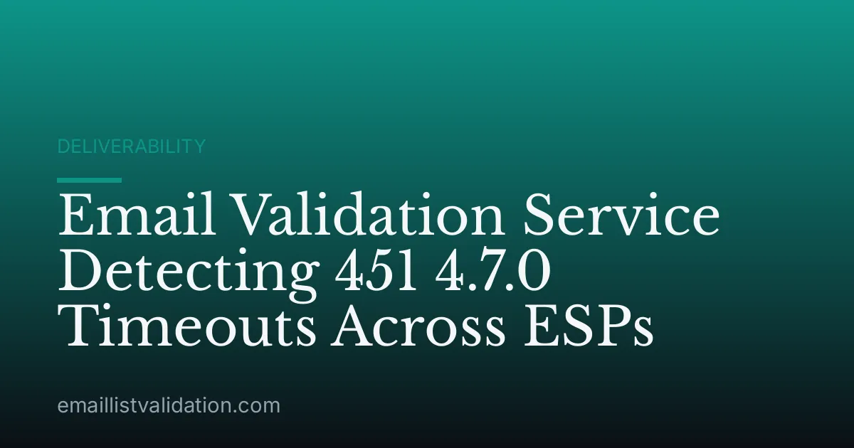 Email Validation Service Detecting 451 4.7.0 Timeouts Across ESPs