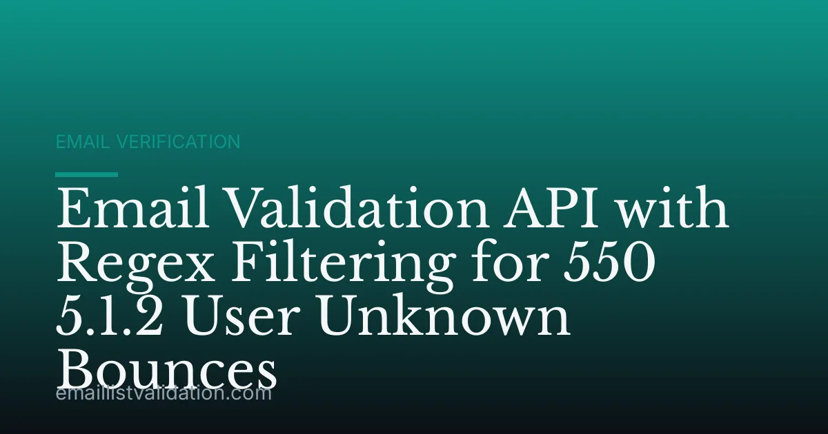 Email Validation API with Regex Filtering for 550 5.1.2 User Unknown Bounces