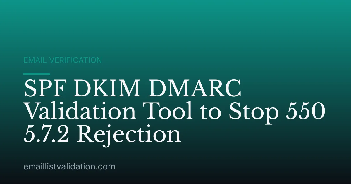 SPF DKIM DMARC Validation Tool to Stop 550 5.7.2 Rejection