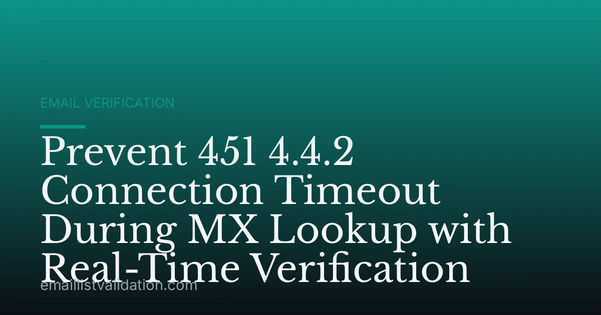 Prevent 451 4.4.2 Connection Timeout During MX Lookup with Real-Time Verification