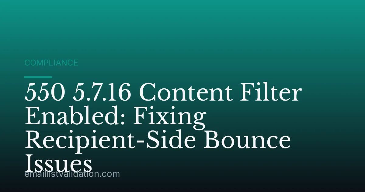 550 5.7.16 Content Filter Enabled: Fixing Recipient-Side Bounce Issues