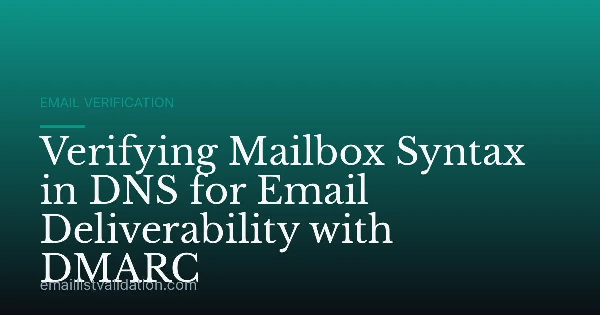 Verifying Mailbox Syntax in DNS for Email Deliverability with DMARC
