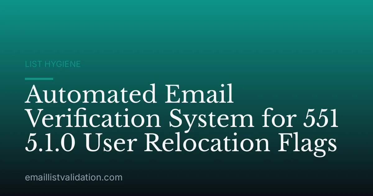 Automated Email Verification System for 551 5.1.0 User Relocation Flags