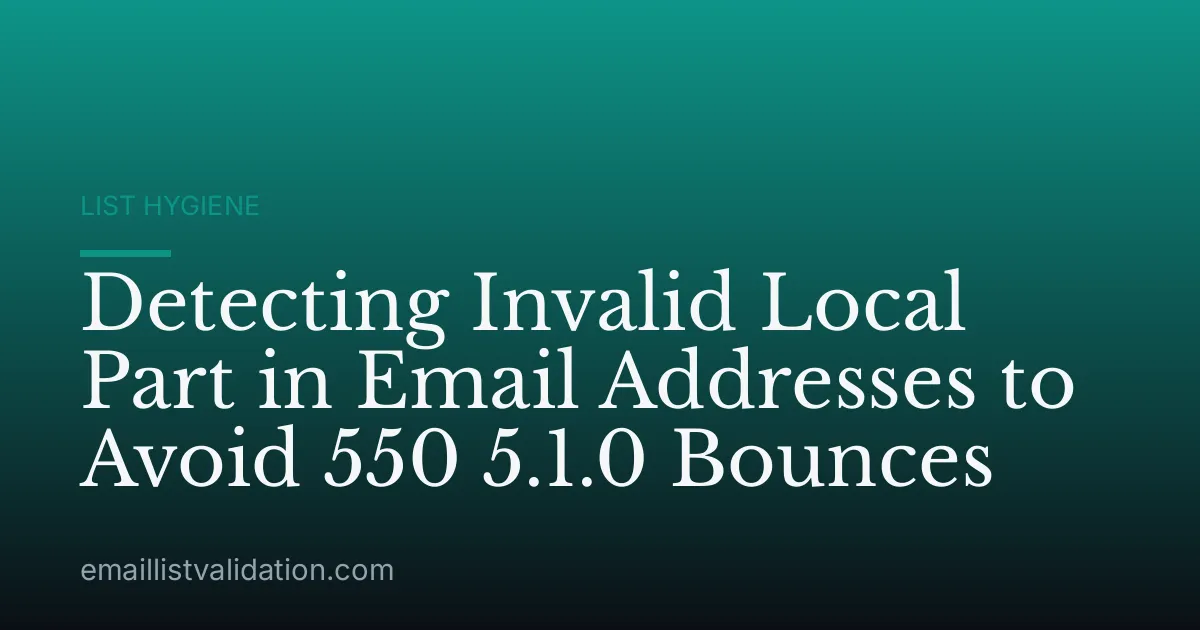 Detecting Invalid Local Part in Email Addresses to Avoid 550 5.1.0 Bounces