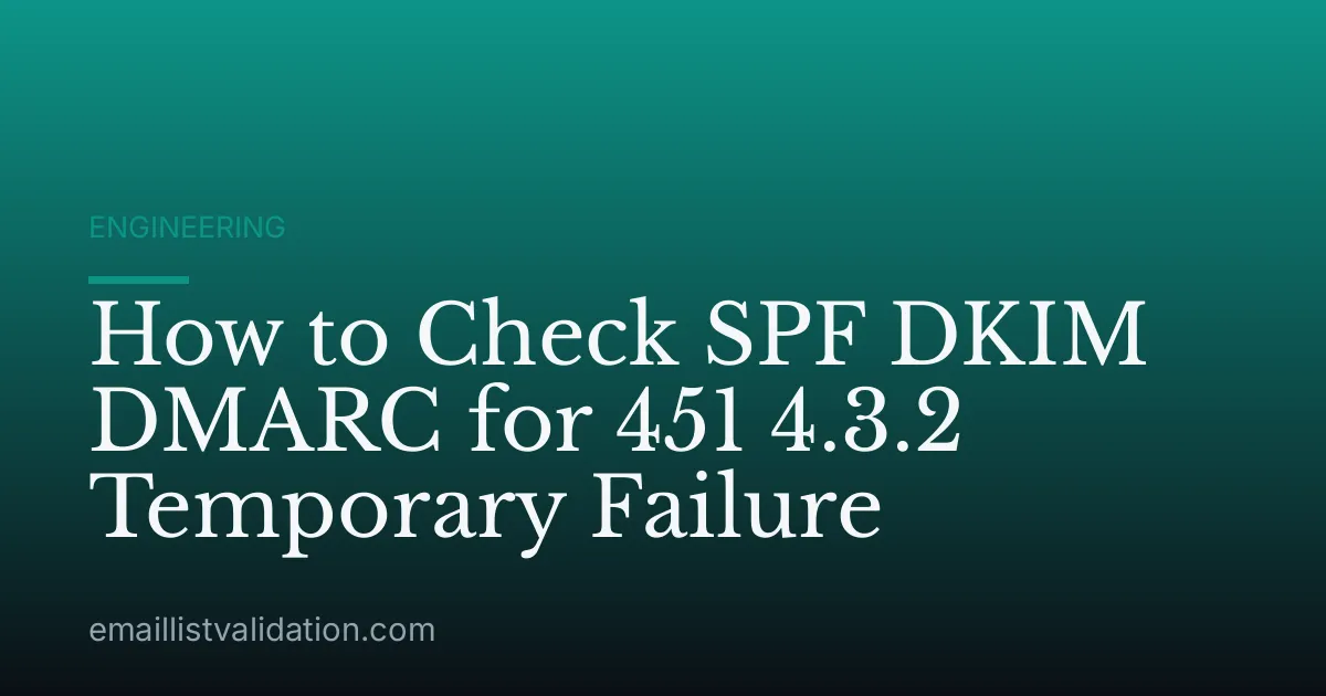 How to Check SPF DKIM DMARC for 451 4.3.2 Temporary Failure