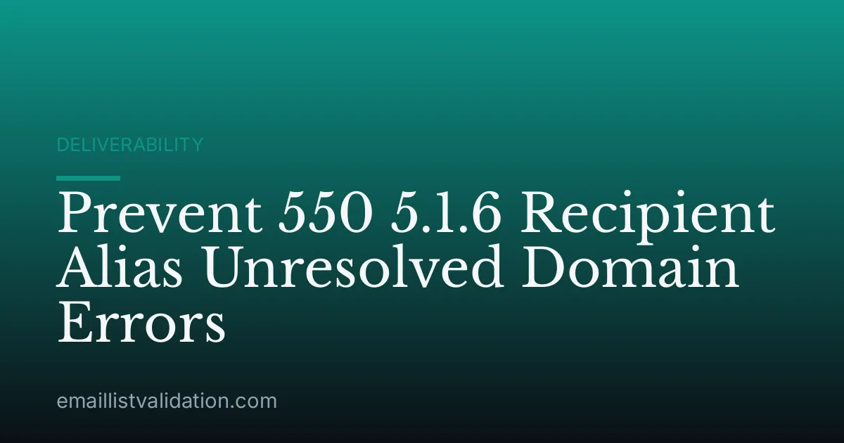 Prevent 550 5.1.6 Recipient Alias Unresolved Domain Errors