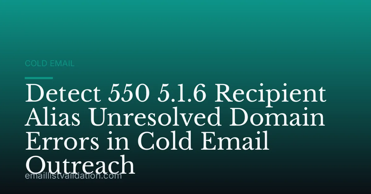 Detect 550 5.1.6 Recipient Alias Unresolved Domain Errors in Cold Email Outreach