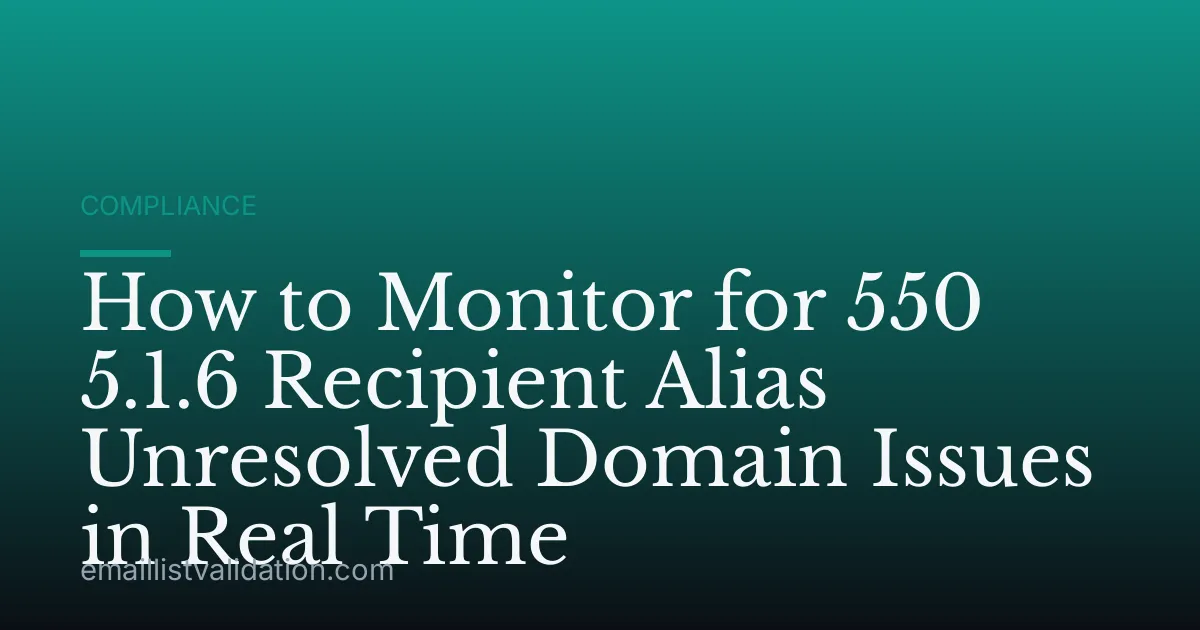 How to Monitor for 550 5.1.6 Recipient Alias Unresolved Domain Issues in Real Time