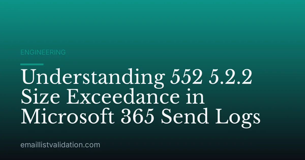 Understanding 552 5.2.2 Size Exceedance in Microsoft 365 Send Logs