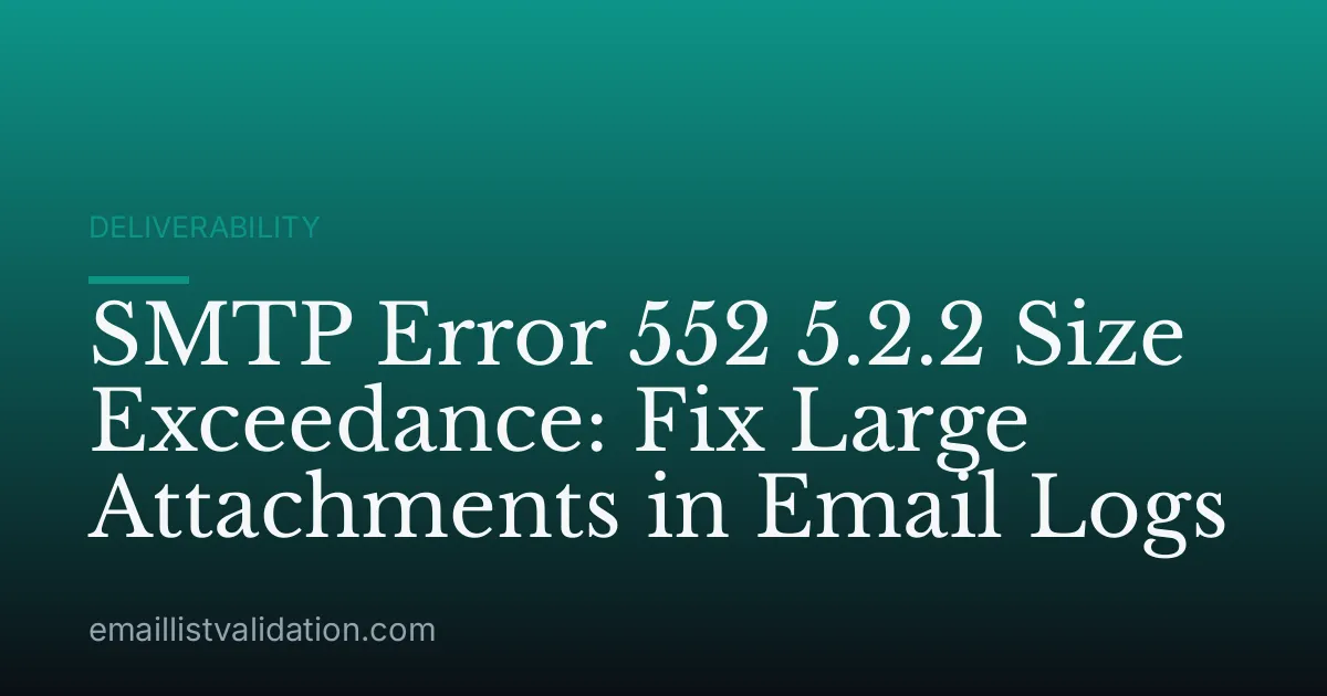 SMTP Error 552 5.2.2 Size Exceedance: Fix Large Attachments in Email Logs