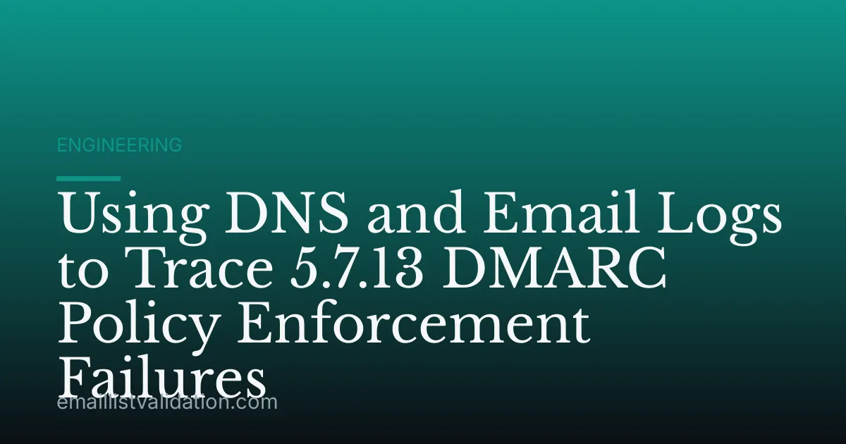 Using DNS and Email Logs to Trace 5.7.13 DMARC Policy Enforcement Failures