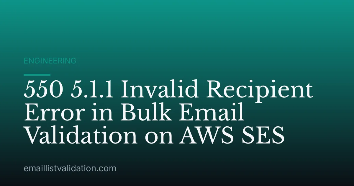 550 5.1.1 Invalid Recipient Error in Bulk Email Validation on AWS SES