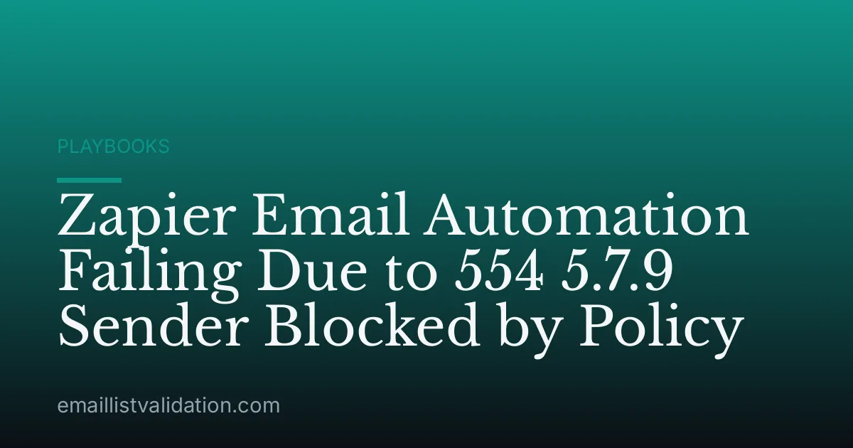 Zapier Email Automation Failing Due to 554 5.7.9 Sender Blocked by Policy
