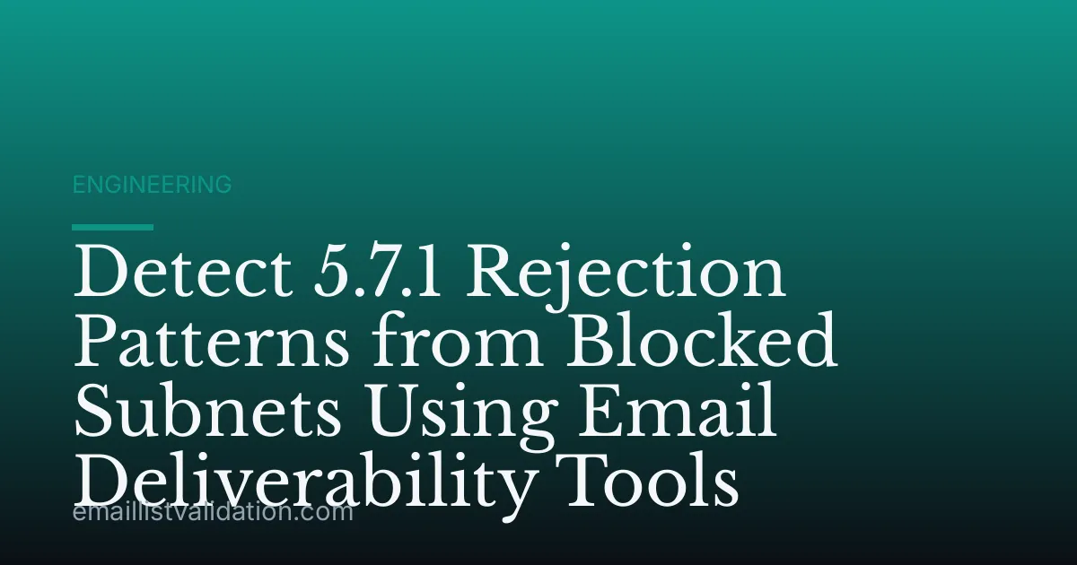 Detect 5.7.1 Rejection Patterns from Blocked Subnets Using Email Deliverability Tools