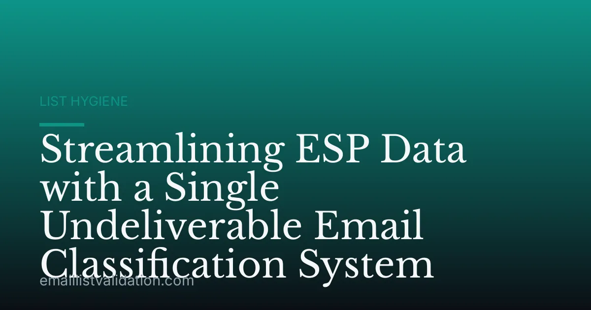 Streamlining ESP Data with a Single Undeliverable Email Classification System