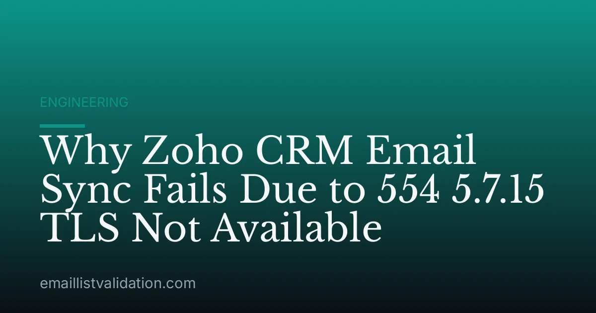 Why Zoho CRM Email Sync Fails Due to 554 5.7.15 TLS Not Available