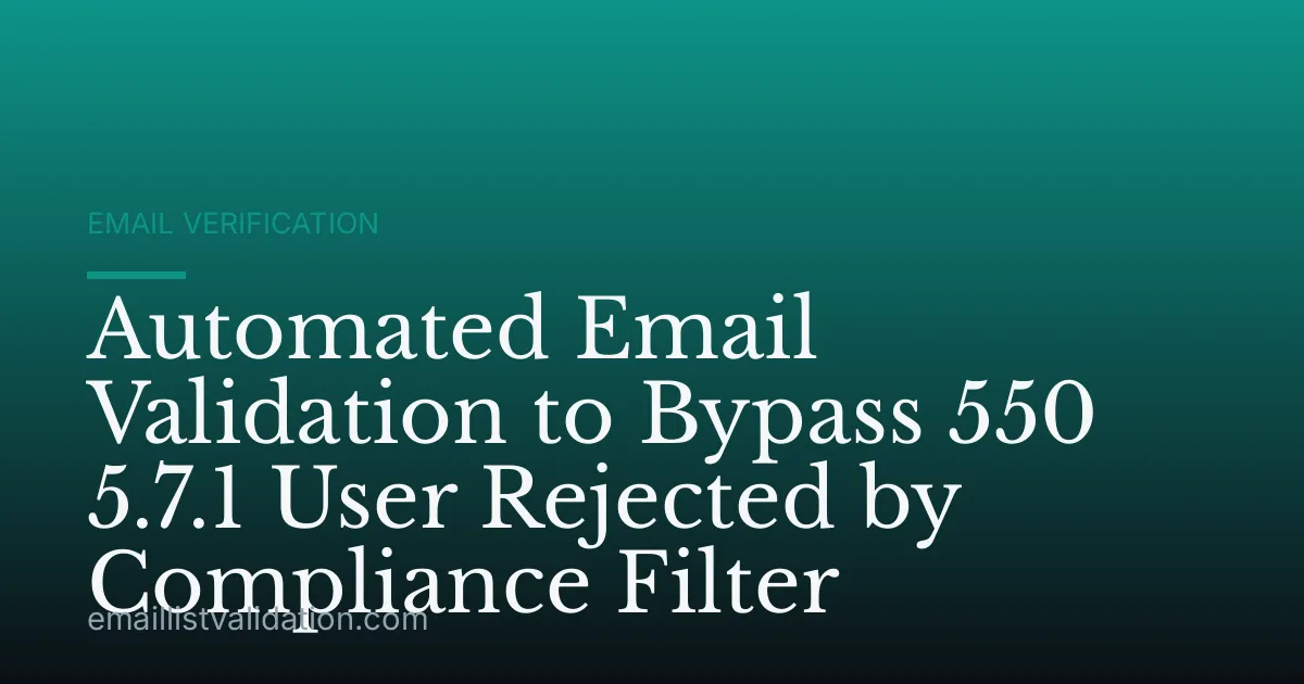 Automated Email Validation to Bypass 550 5.7.1 User Rejected by Compliance Filter