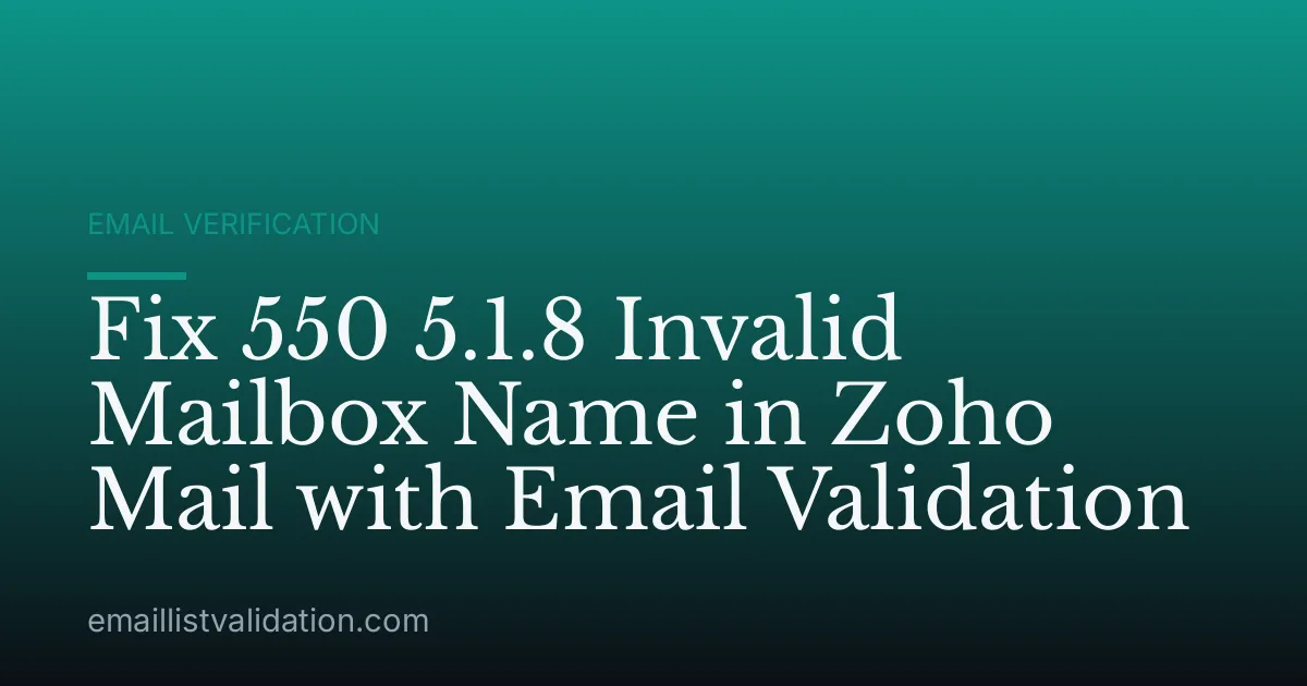 Fix 550 5.1.8 Invalid Mailbox Name in Zoho Mail with Email Validation