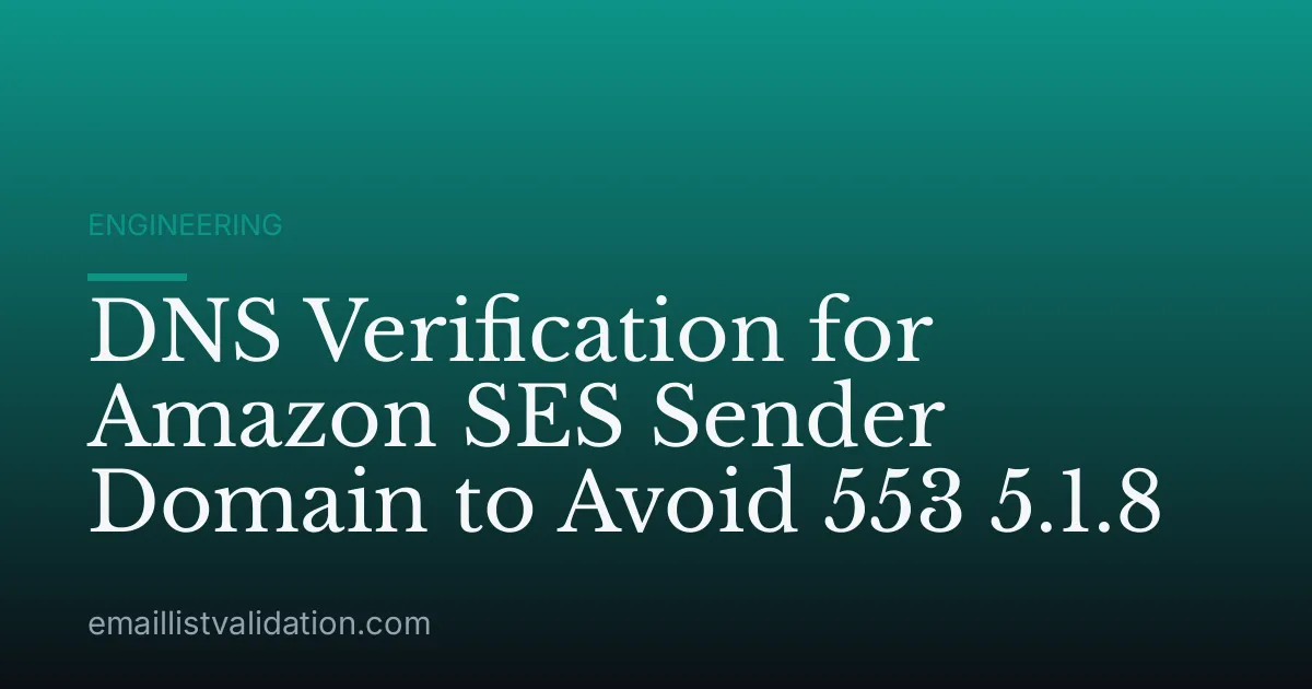 DNS Verification for Amazon SES Sender Domain to Avoid 553 5.1.8