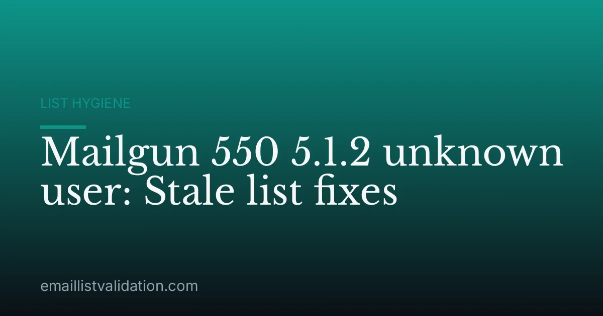 Mailgun 550 5.1.2 unknown user: Stale list fixes
